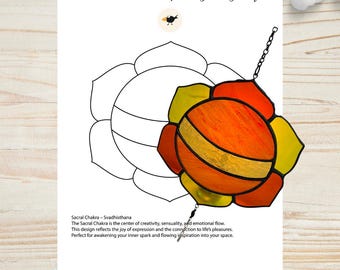 Sacral Chakra Stained Glass Pattern: Svadhisthana Design (PNG + PDF)