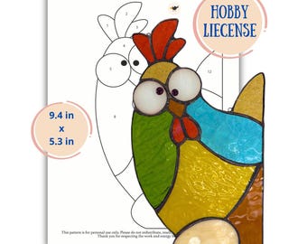 Stained Glass Chicken Pattern, Prosperity Hen Design (Digital Download)