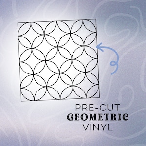 May include: Black and white geometric pattern pre-cut vinyl. The pattern is made up of overlapping circles.