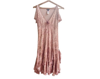 Robe vintage en velours rose style années 1920-1930