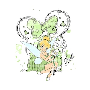 Aquarelle rétro fée clochette Png, chemise fée clochette Png, sublimation fée clochette, chemise enfant Png, Peter Pan Png, anniversaire fée clochette Png