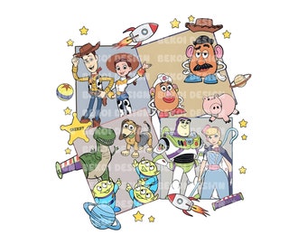 Retro Toy Story Png, Toy Story Clipart, Tienes un amigo en mí Png, Jessie Png, Buzz Png, Alien Png, Vaqueras Png, Personajes de dibujos animados Png