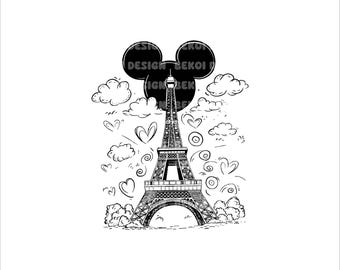 Mouse and Friends Couple In Paris Shirt, Mickey & Friends Svg, Family Vacation Png, Family Trip Svg, Magical Castle Png, Digital File