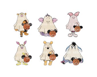 Halloween Winnie The Pooh Bundle  Png, Winnie The Pooh Svg, Winnie Halloween Pumpkin Png, Spooky Png, Trick Or Treat, Halloween Bundle