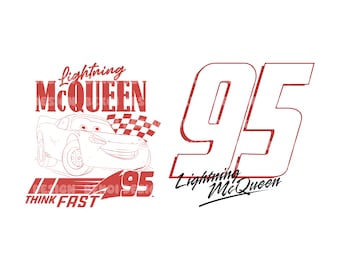 Coches de dos caras Png Svg, Lightning McQueen Png Svg, Camisa de coches Png Svg, Think Fast 95 Cars Png, Diseño de sublimación de coches Png, Archivo digital