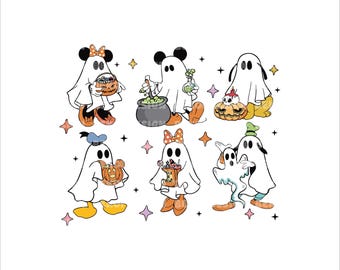 Mouse And Friends Ghost Halloween Png, Halloween Costume Png, Trick Or Treat Png, Spooky Vibes Svg, Halloween Sublimation, Pumpkin Png