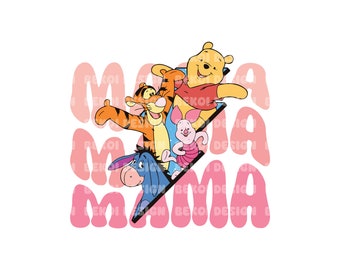 Winnie Balloon Mama Png, Winnie Mama Png, Winnie de Poeh Mama Png, Png voor sublimatie, Moederdag Png, moeder Png, Mama Png, alleen Png