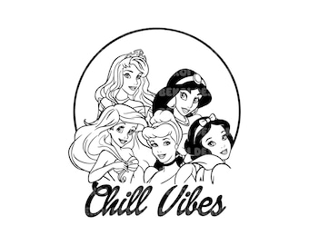 Chill Vibes Princesses Svg, Vintage Princess Png, Svg For Cricut, Vacay Mode Png, Family Trip Svg, Magical Kingdom Png, Digital File