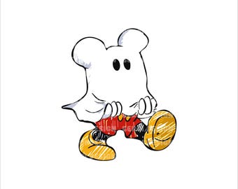 Mouse And Friends Ghost Halloween Png, Halloween Costume Png, Trick Or Treat Png, Spooky Vibes Svg, Halloween Sublimation, Pumpkin Png