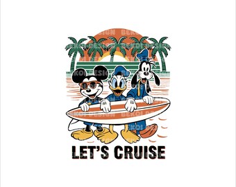 Vibrazioni estive di Let's Cruise Png, Vibrazioni estive di Topolino Svg, Topolino e i suoi amici Png estivi, Maglietta estiva Png, Estate Png, Estate magica Png