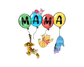 Winnie Balloon Mama Png, Winnie Mama Png, Winnie de Poeh Mama Png, Png voor sublimatie, Moederdag Png, moeder Png, Mama Png, alleen Png