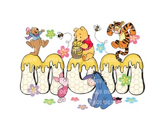 Winnie Balloon Mama Png, Winnie Mama Png, Winnie de Poeh Mama Png, Png voor sublimatie, Moederdag Png, moeder Png, Mama Png, alleen Png