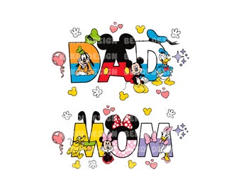 Mouse Dad Mom Png, Mouse Dad Png, Mouse Mom Png, Png For Sublimation, Dad Png, Mom Png, Mother&#39;s Day Png, Father&#39;s Day Png, Digital File