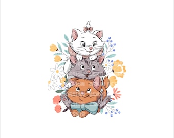 Floral Aristocats Png, Retro Aristocats Png, Marie Png, Cat Png, Cat Mom Png, Aristocats Shirt Png, Aristocats Sublimation Png, Only Png
