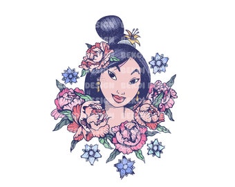 Floral Princess Mulan Png, Mulan Shirt Png, Png For Sublimation, Princess Png, Mulan Clipart, Digital File, Only Png