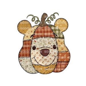 Patchwork Halloween Winnie The Pooh Bundle  Png, Winnie The Pooh Png, Winnie Halloween Pumpkin Png, Spooky Png, Trick Or Treat, Halloween