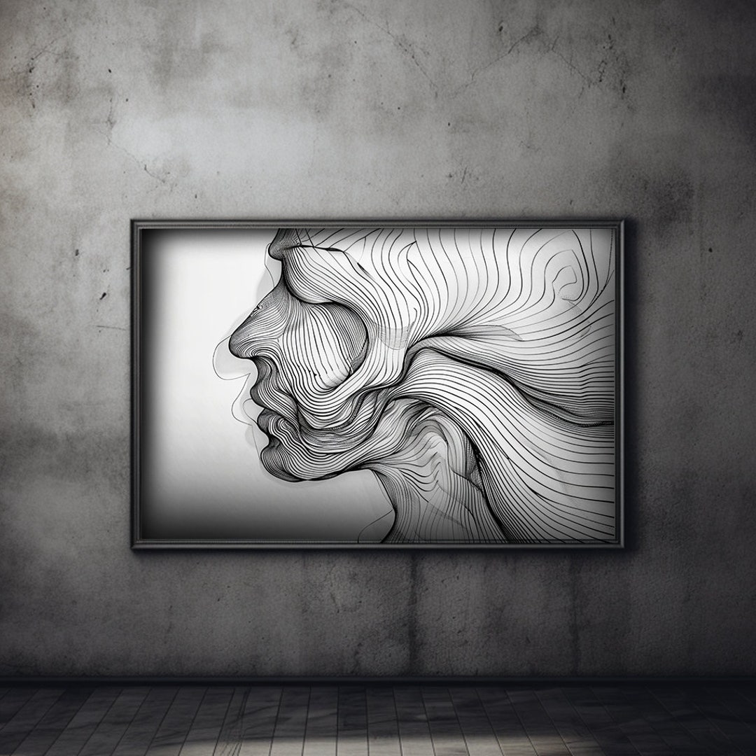 Abstract Minimalist Linework Wall Art Print Man Cave Kids Boys Decor ...