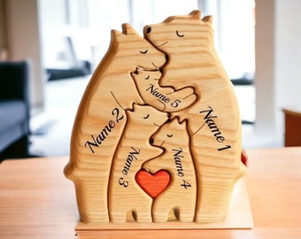 Personalized Bears Wooden Engraving Family Gifts Valentines Gift Handmade