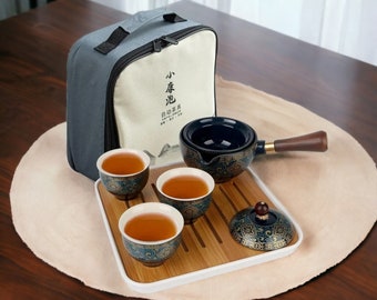 360 Rotation Ceramic Tea Maker & Infuser - Flower-Shaped Porcelain Cup for Puer, Chinese Gongfu Tea Set
