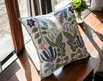 Pure Cotton Embroidery Cushion Cover - 45x45cm Pillow Cover