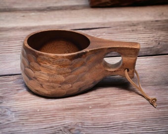 Finlandia Kuksa taza de café de madera, taza de té de madera, taza hecha a mano de madera