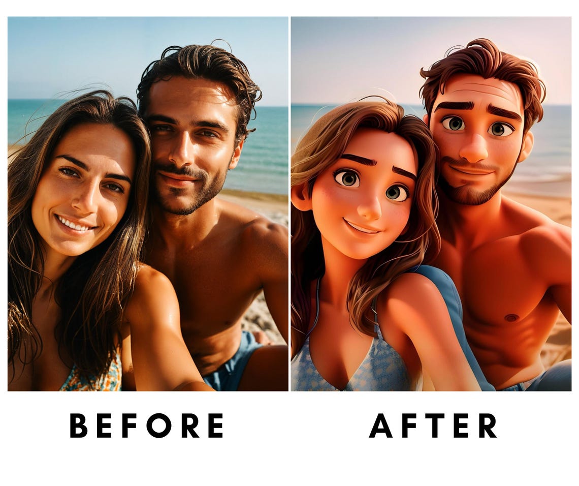 Pixar Style Portrait, Digital Custom Portrait, Custom Cartoon Photo, 3D ...