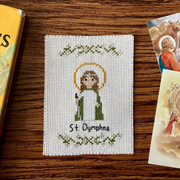 Catholic Cross Stitch Saint Catholic Homeschool St Dymphna Cross Stitch Liturgical Homeschool Kids Catholic Gift Cross Stitch Pattern PDF