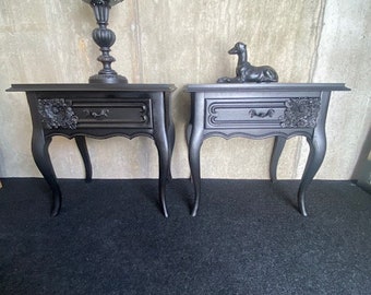 ENSEMBLE de 2 Français tables de chevet meubles vintage look baroque gothique dark academia