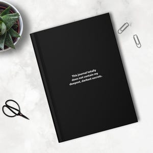 Secret Journal Hardcover, Funny Black Notebook, Darkest Secrets Journal, Journal Gift for Friends, Minimalist Writing Journal