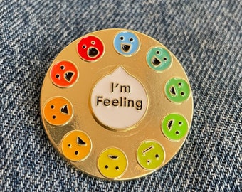Non Verbal Expression Feelings Mood Spinning Wheel Enamel Pin - Nonverbal communication support tool accessory