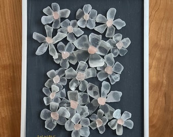 Upcycled White Seaglass Flowers with Rose Gold