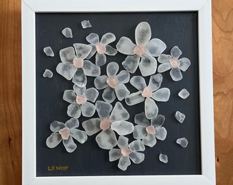 Upcycled White Seaglass Flowers with Rose Gold