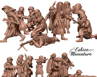 10 German soldiers in winter uniform, World War II, scale 15mm, 20mm, and 28mm, WW2, historical miniature wargame