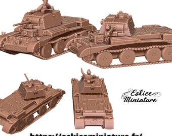 Tank Cruiser mk1 con comandante de tanque, Segunda Guerra Mundial, 15mm, 20mm y 28mm, WW2, Wargame Histórico