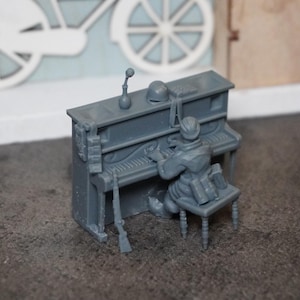 Niemiecki żołnierz-pianista, druga wojna światowa, skala 15 mm, 20 mm i 28 mm, II wojna światowa, miniatura historycznej gry wojennej