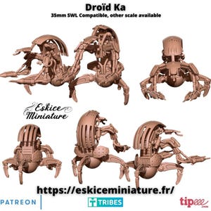 3 Droideka Figures, 3D Print 35mm or 40mm for SW Legion and SW Shatterpoint Board Game