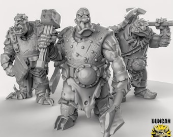 Ogres with Hand Weapons, Resin Miniature for Dungeons & Dragons, Board Game, Wargame