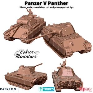 German Tank Panzer V Panther, World War II, Scale 15mm, 20mm, and 28mm, WW2, Historical Wargame
