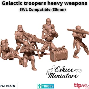6 Support Soldiers Space Troopers, 3D Printed 35mm or 40mm for SW Legion and SW Shatterpoint Board Game