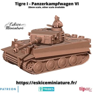 Tiger I, Panzer VI with driver, World War II, Scale 15mm, 20mm, and 28mm, WW2, Historical wargame