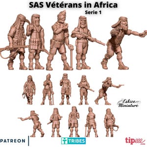 5 soldats anglais vétérans du SAS de la campagne d’Afrique, Seconde Guerre Mondiale, 15mm, 20mm et 28mm, WW2, Wargame Historique