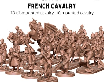 20 Figures of French Cavalry, World War II, Scale 15mm, 20mm, and 28mm, WW2, Historical Wargame