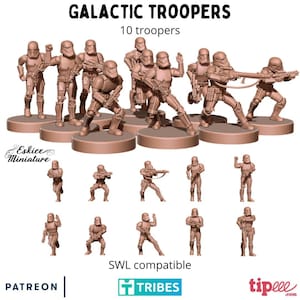10 Space Troopers Soldiers, 3D Printed 35mm or 40mm for SW Legion and SW Shatterpoint Board Games