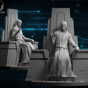 SW Snoke na swoim tronie, druk 3D 35 mm i 40 mm dla gier planszowych SW Legion i SW Shatterpoint, Wargame