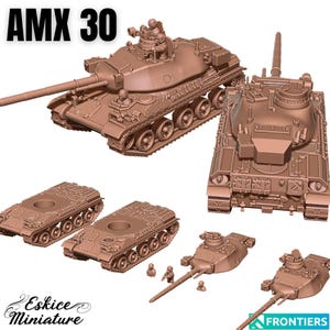 AMX30 Tank, Modern Military Armored Vehicle, Scale 15mm, 20mm, and 28mm, WWII, Historical Wargame Miniature, AMX30 Tank