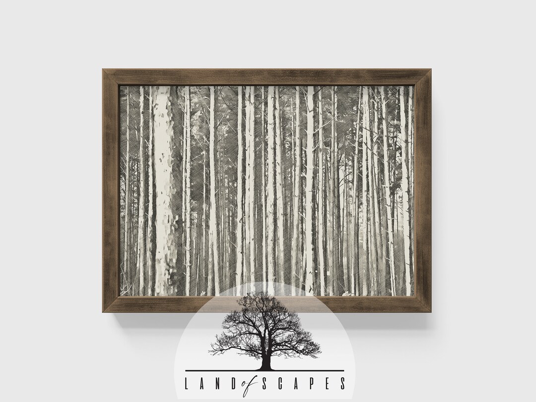 Tree Priint Tall Pine Tree Forest Print: Vintage Landscape Art (printable Download ...