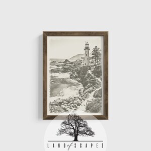 Vintage Lighthouse Print | Ocean Lighthouse Seascape | Nautical Landscape | Sea Art | Ocean Design | DIGITAL DOWNLOAD ART