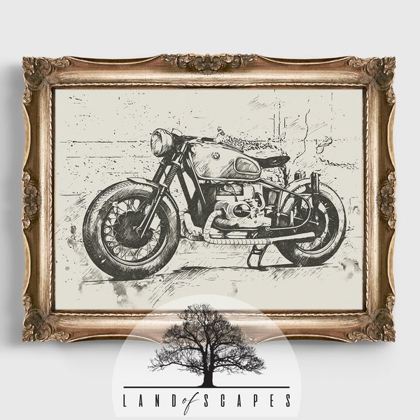 Vintage Cafe Racer Druck | Klassisches Euro Motorrad Design | Old Style Cafe Motorrad Kunst | DOWNLOAD-PRINT