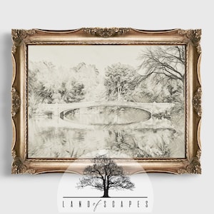Vintage Style Bridge Art | Beautiful Serene Bridge Print | Bridge Landscape Art |  Download Print