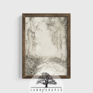 Trees and Trails Art | Tree Landscape Print | Classical Tree Stylized Design | Vintage Style Tree Print | Rustic | DOWNLOAD